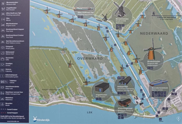 mapa plano molinos Kinderdijk