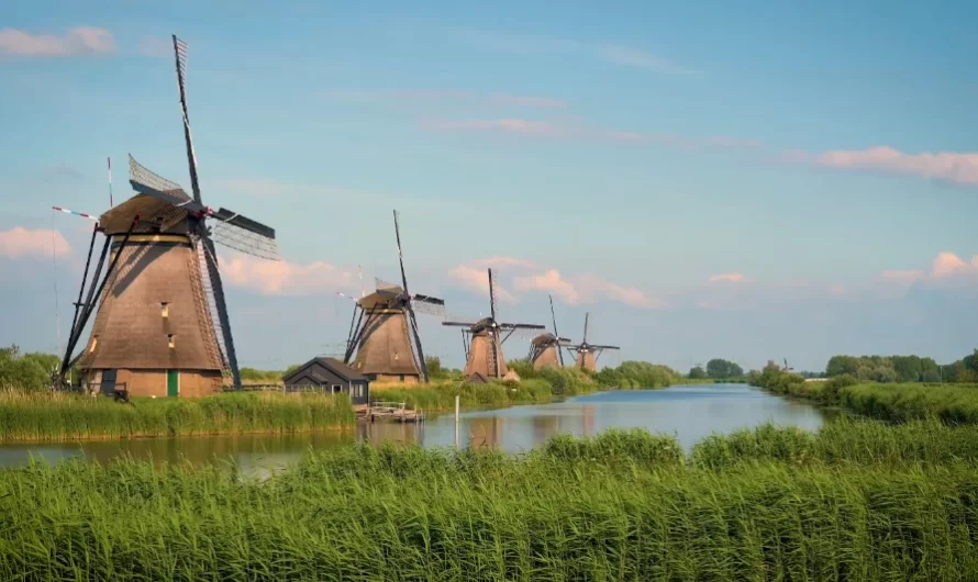 Mapa de los molinos de Kinderdijk, en Países Bajos